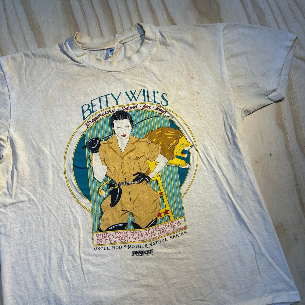 Vintage 80s JanSport Betty Wills Preparatory School T-Shirt Large White Stedman